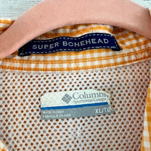 Columbia Orange and White Check PFG Button Down Shirt Size XL - Picture 8 of 8